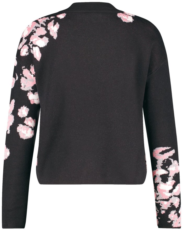 TAIFU Jumper with positioned floral jacquard Strikkevarer Svarte | IYSV3465