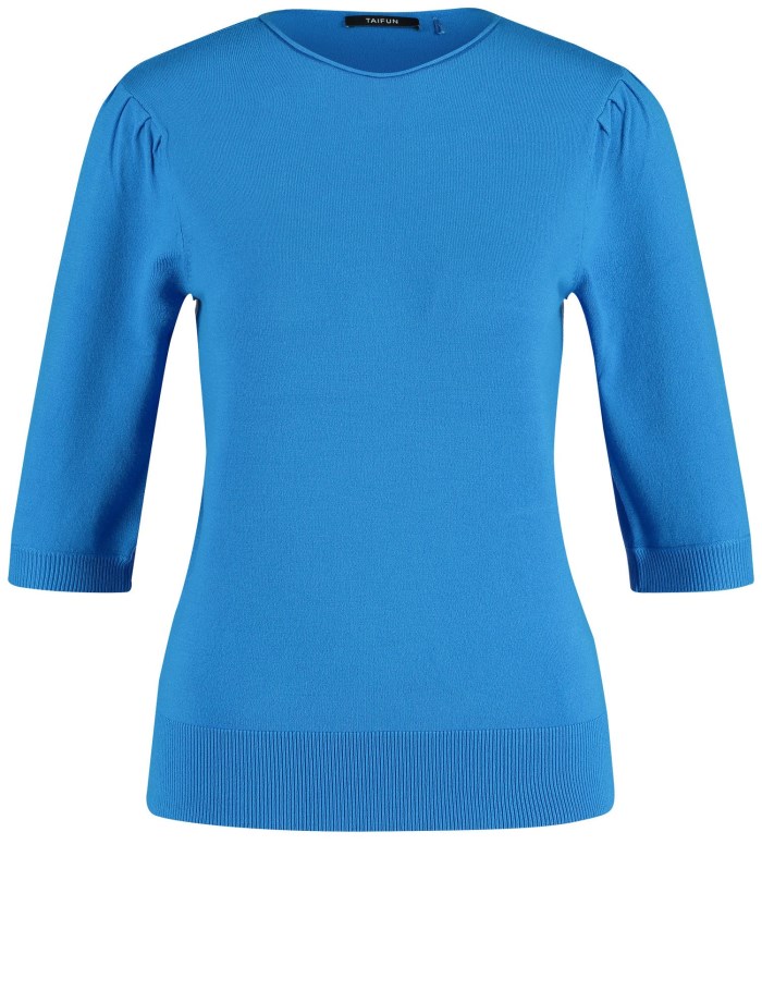 TAIFU Jumper with puff sleeves Strikkevarer Blå | ENVL4992