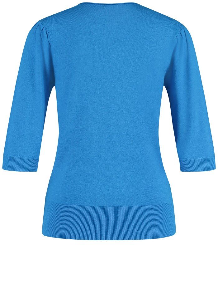 TAIFU Jumper with puff sleeves Strikkevarer Blå | ENVL4992