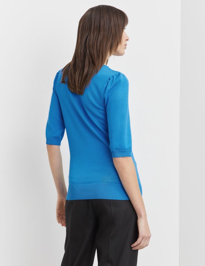 TAIFU Jumper with puff sleeves Strikkevarer Blå | ENVL4992