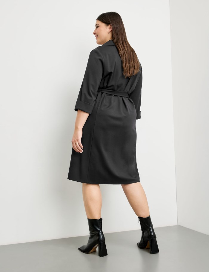 SAMOON Knee-length dress with a tie-around belt Kjole Svarte | TMUJ4999