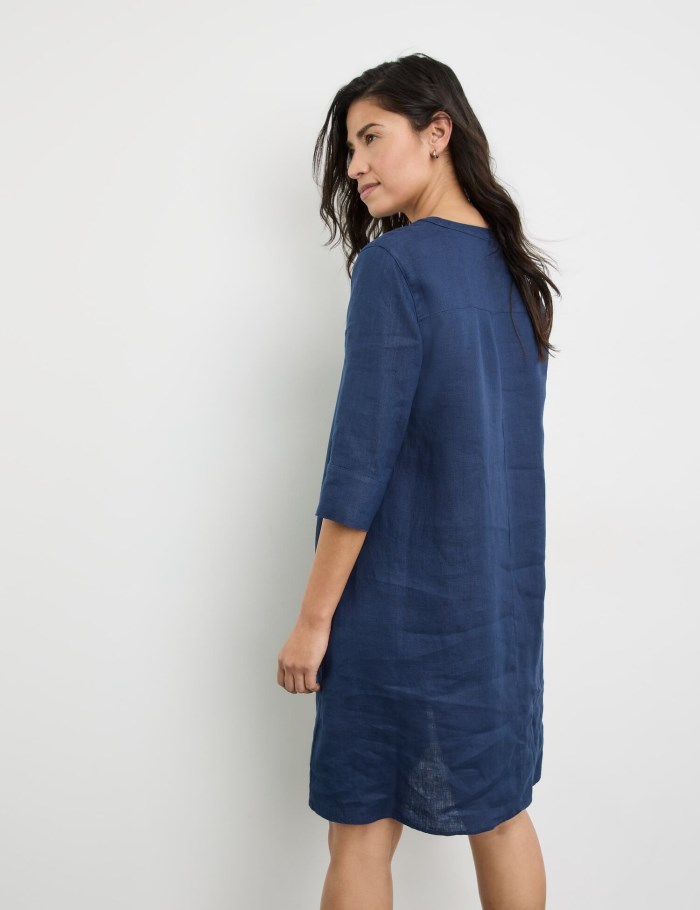 Gerry Weber Knee-length tunic dress made of linen Kjole Blå | THKH7984