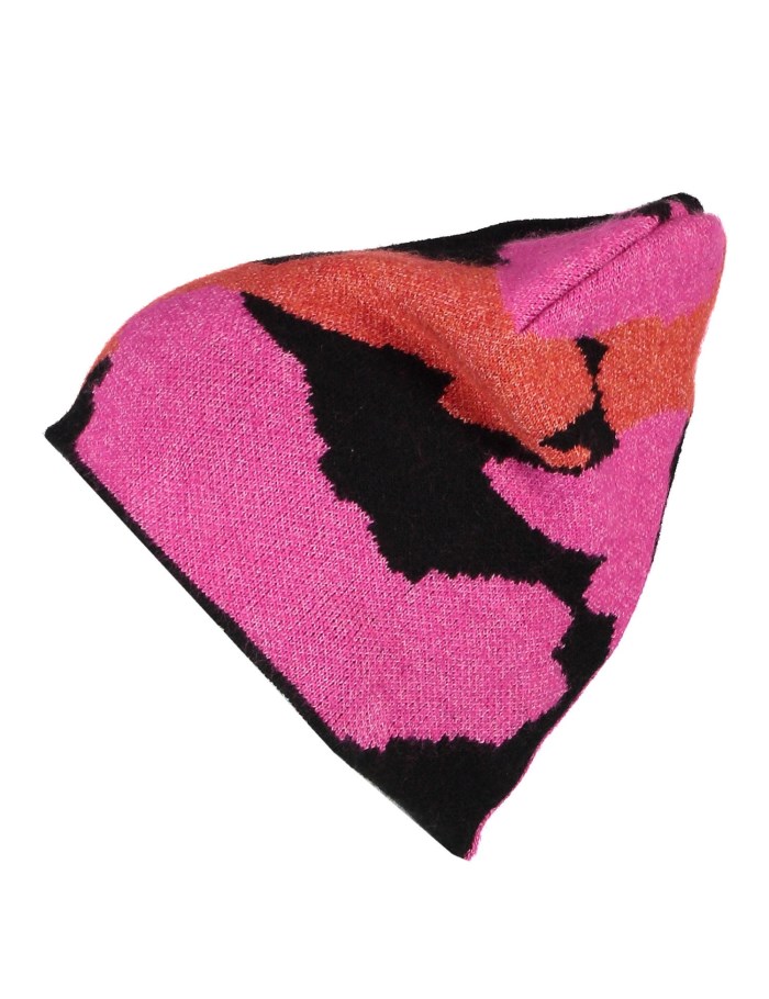 SAMOON Knitted hat with a jacquard pattern Skjerf Rosa | NRWM1799