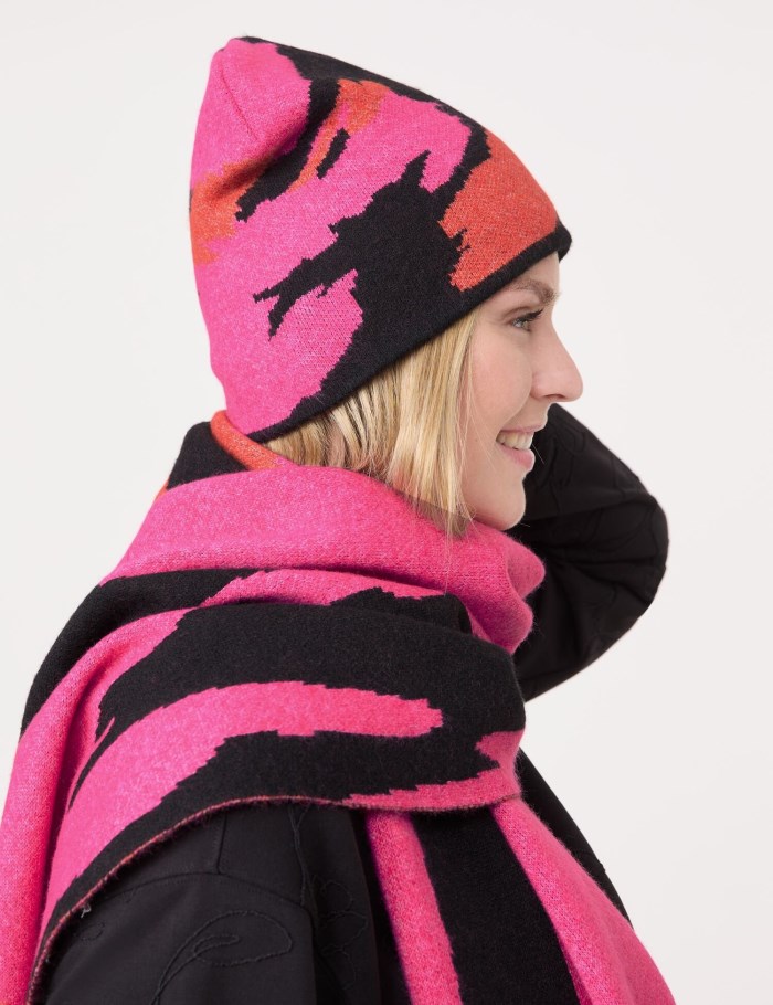 SAMOON Knitted hat with a jacquard pattern Skjerf Rosa | NRWM1799