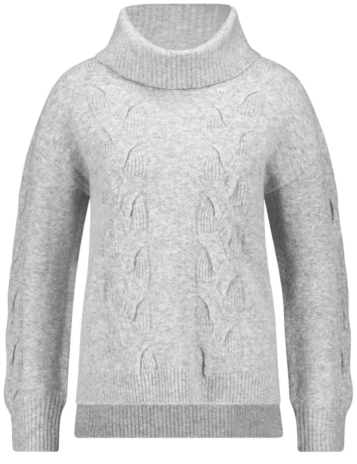 Gerry Weber Knitted jumper with a cable knit pattern Strikkevarer Grå | CEFA7746