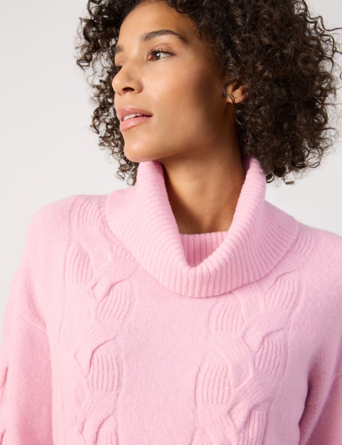 Gerry Weber Knitted jumper with a cable knit pattern Strikkevarer Rosa | AAMO7842