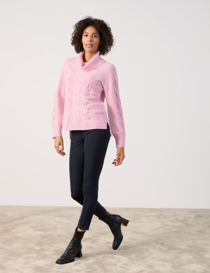 Gerry Weber Knitted jumper with a cable knit pattern Strikkevarer Rosa | AAMO7842