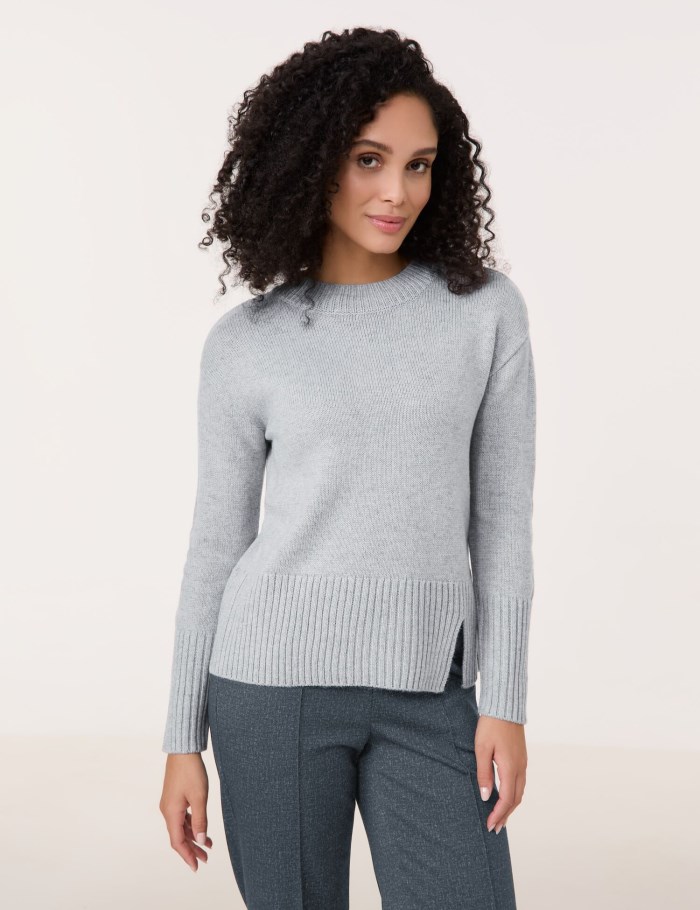 Gerry Weber Knitted jumper with a turtleneck Strikkevarer Grå | NLVE5445