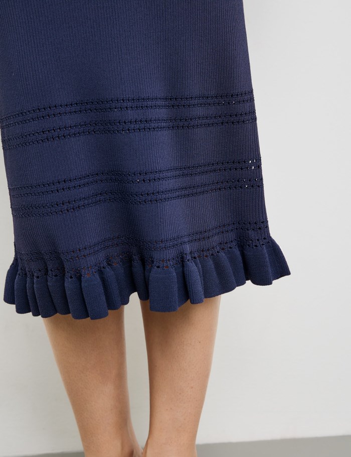 Gerry Weber Knitted skirt with a ruffled edge Skjørt Blå | HXAW8719