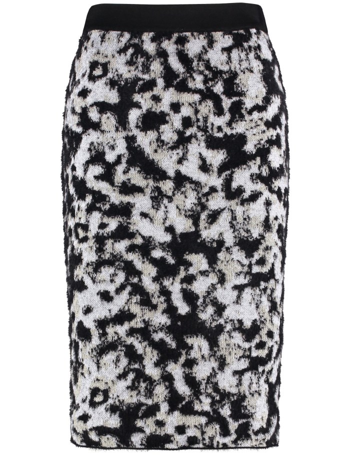 TAIFU Knitted skirt with a two-tone jacquard pattern Skjørt Svarte | TPLK2268