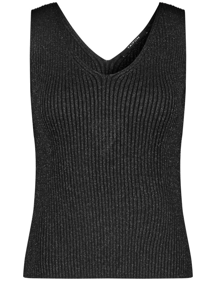 TAIFU Knitted top with a glitter effect Strikkevarer Svarte | IPPX3127