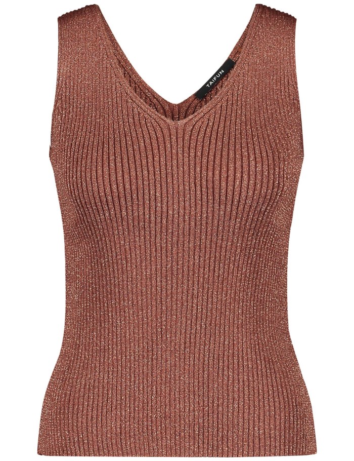 TAIFU Knitted top with a glitter effect Strikkevarer Brune | UYGD5967