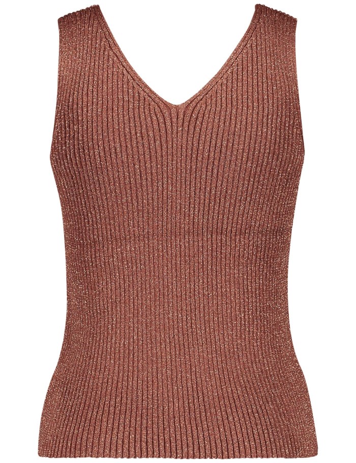 TAIFU Knitted top with a glitter effect Strikkevarer Brune | UYGD5967