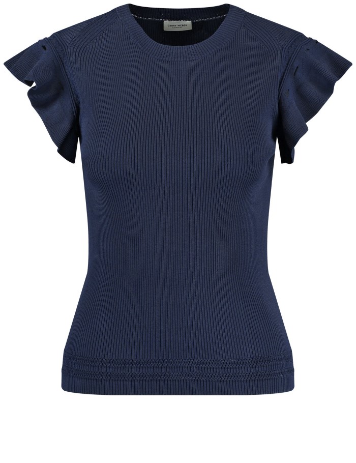 Gerry Weber Knitted top with ruffled sleeves T-skjorte Blå | TMJR5023