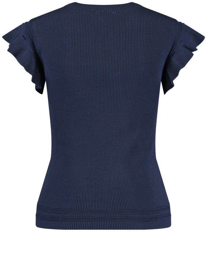 Gerry Weber Knitted top with ruffled sleeves T-skjorte Blå | TMJR5023