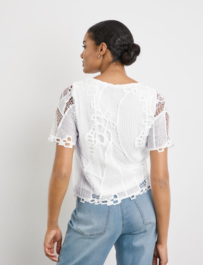 TAIFU Lace blouse top Bluse Hvite | YDGY3459