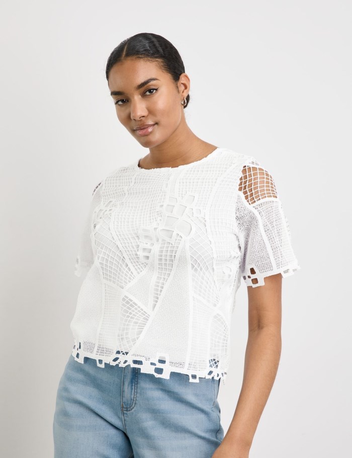 TAIFU Lace blouse top Bluse Hvite | YDGY3459