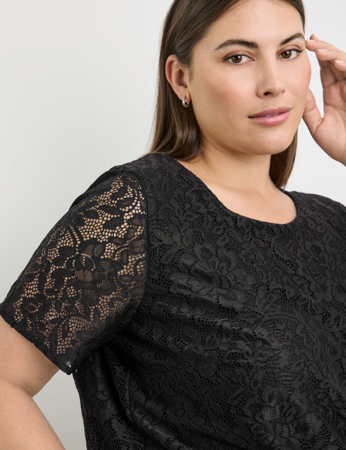 SAMOON Lace top T-skjorte Svarte | YZMI9726