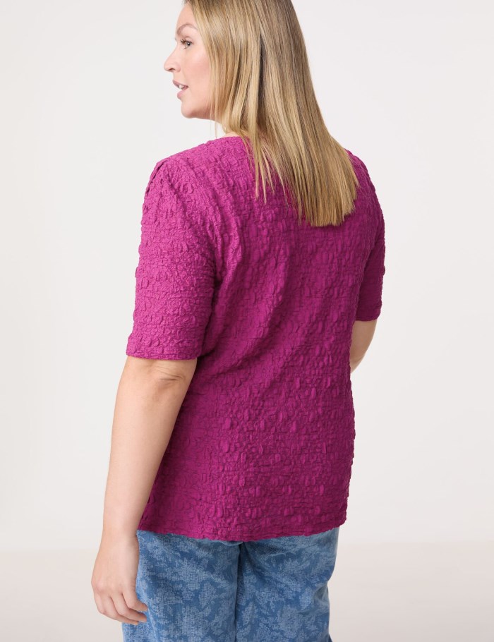 SAMOON Lace top with a bubble effect T-skjorte Rosa | FODQ6066