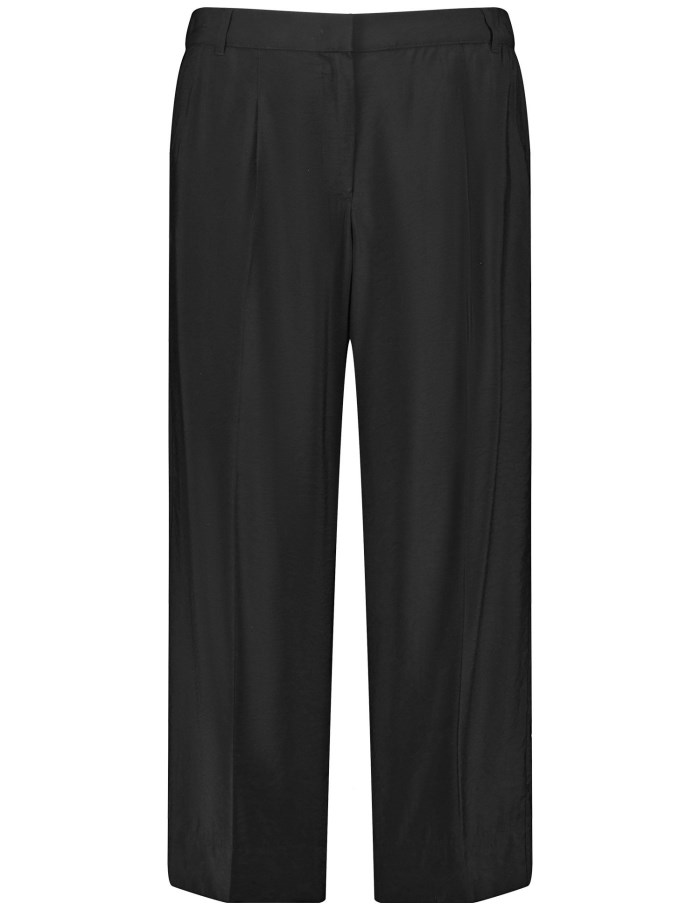 SAMOON Lightweight 7/8-length trousers with a wide leg, Lotta Bukser Svarte | OGLH3087