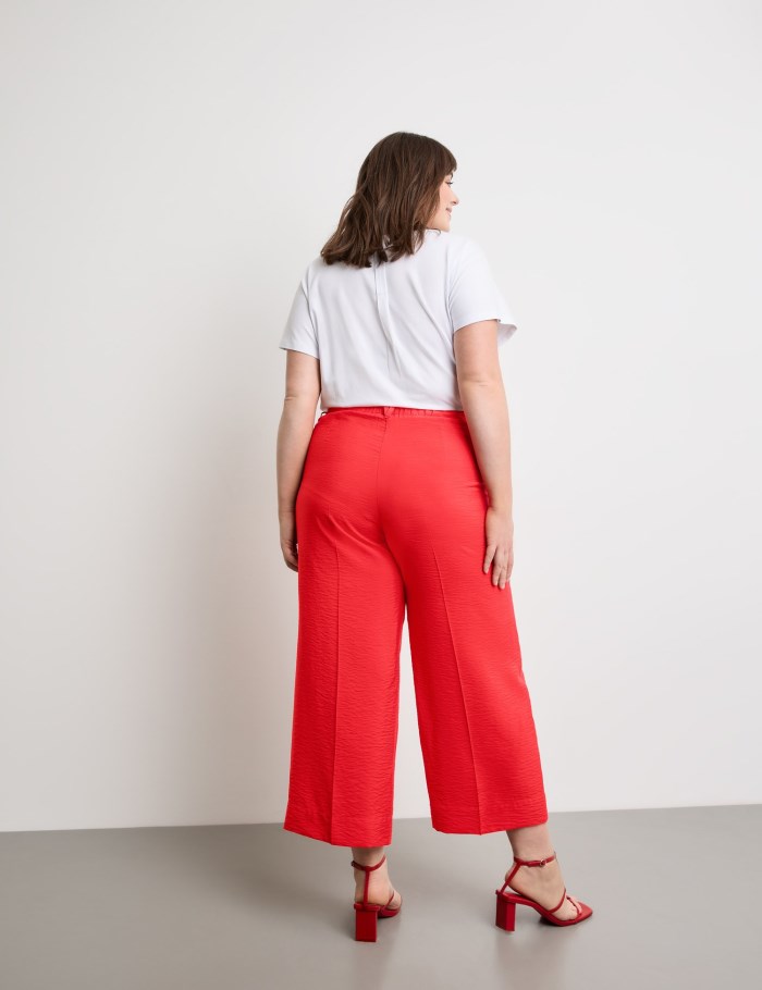 SAMOON Lightweight 7/8-length trousers with a wide leg, Lotta Bukser Rød | HHRW9740