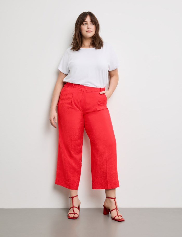 SAMOON Lightweight 7/8-length trousers with a wide leg, Lotta Bukser Rød | HHRW9740