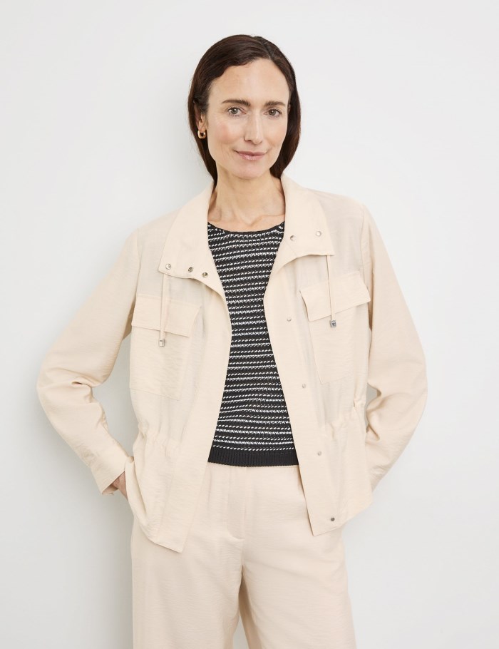 Gerry Weber Lightweight blazer jacket with a drawstring Jakker Beige | OPCF0504