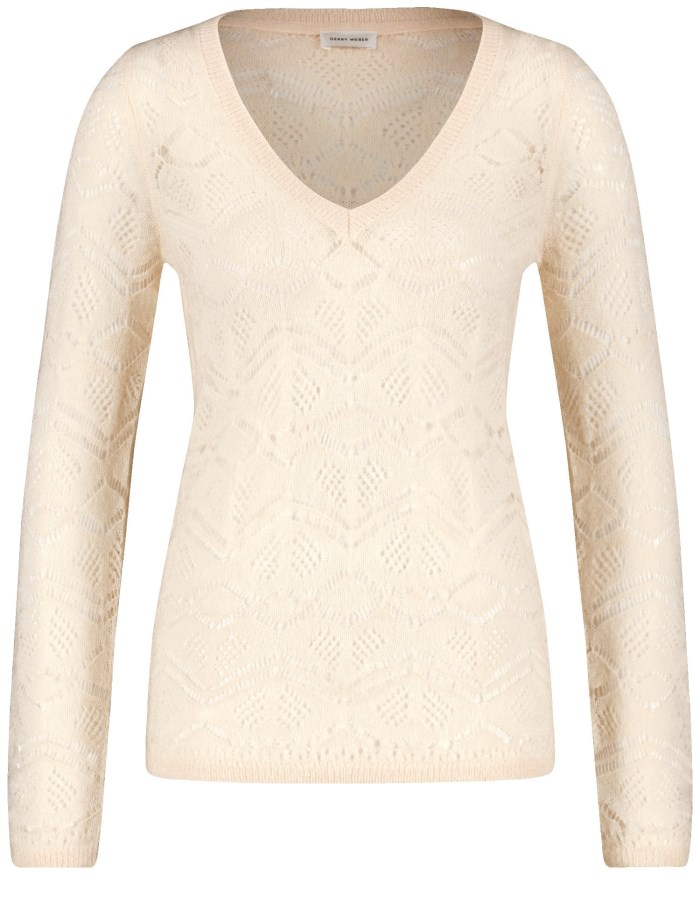 Gerry Weber Lightweight openwork knit jumper Strikkevarer Beige | VAKQ2125