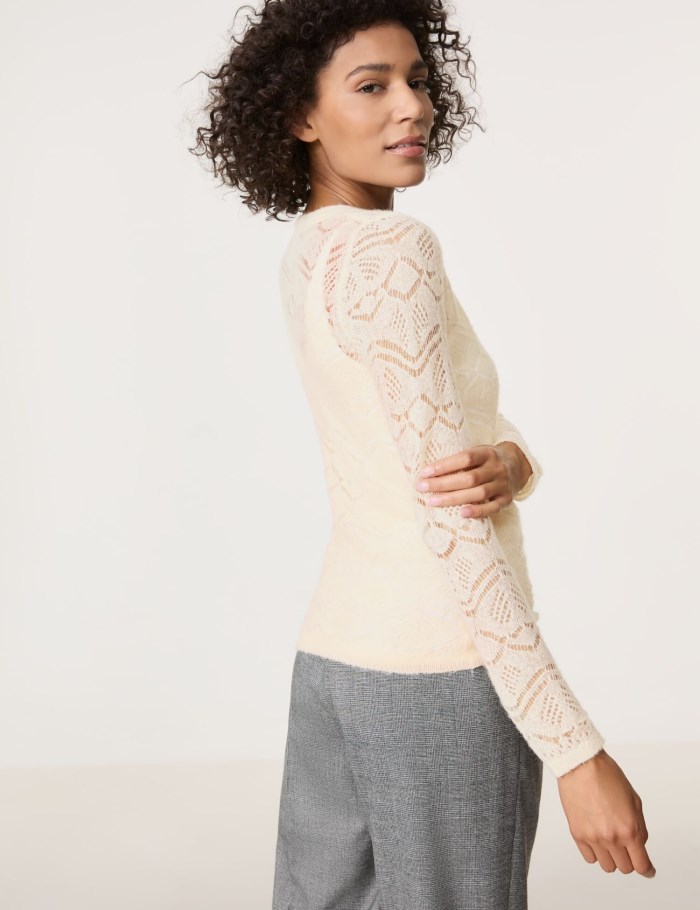 Gerry Weber Lightweight openwork knit jumper Strikkevarer Beige | VAKQ2125