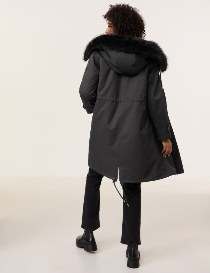 Gerry Weber Lined coat with faux fur Jakker Svarte | YWMY3740