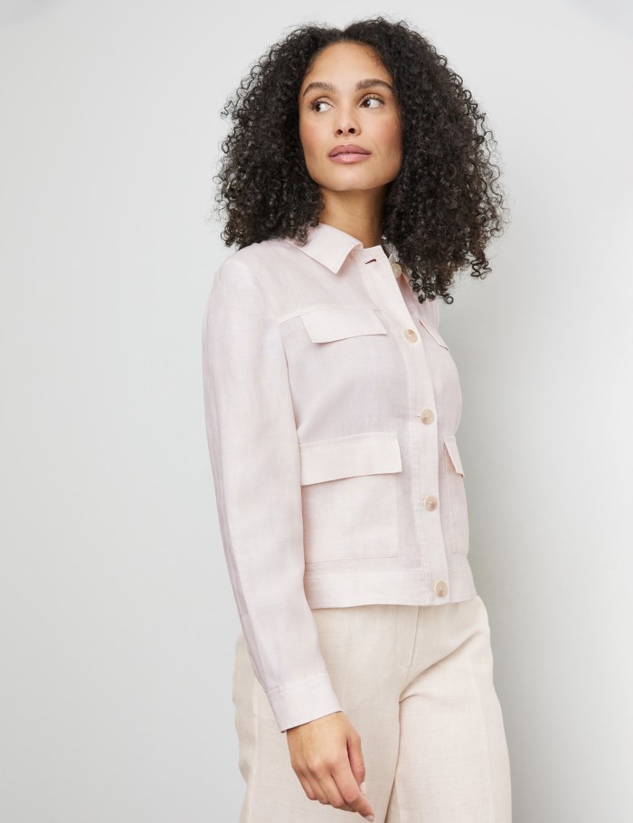 Gerry Weber Linen blazer jacket Blazere Rosa | ZPUA6892