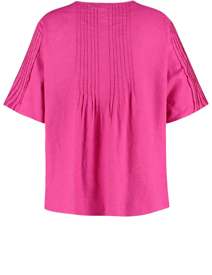 SAMOON Linen blend blouse with mid-length sleeves Bluse Rosa | MBMW6736