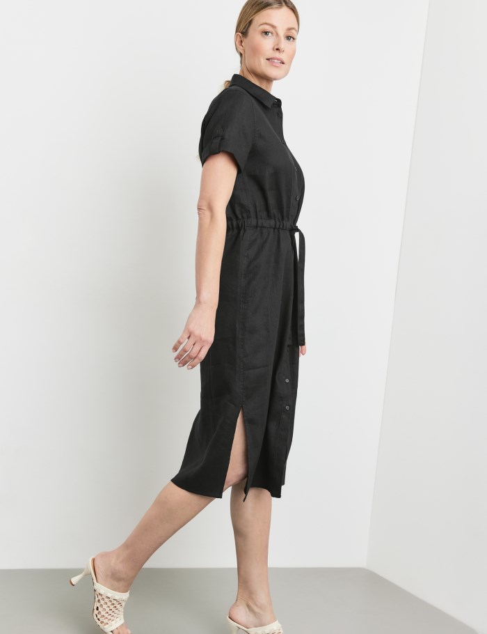 Gerry Weber Linen dress with a drawstring waist Kjole Svarte | ODID5821