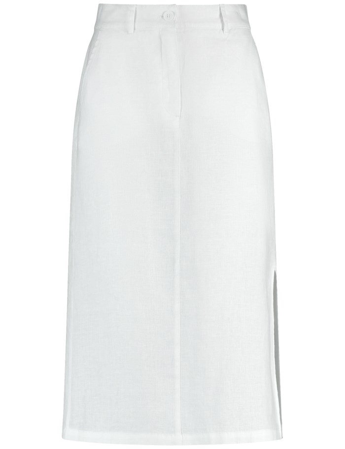 Gerry Weber Linen skirt with side slit Skjørt Hvite | DIXE4216