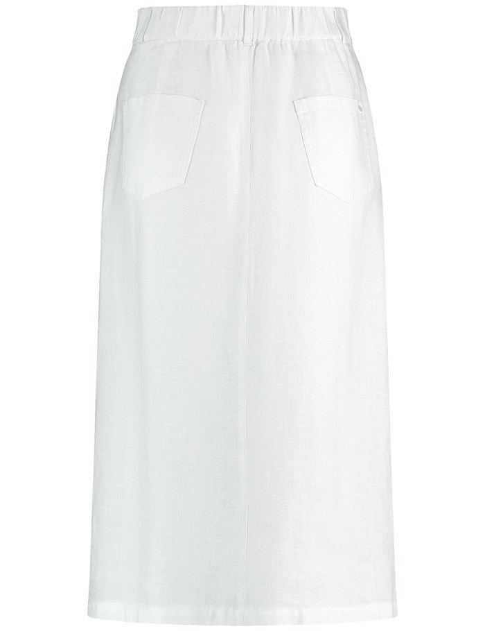 Gerry Weber Linen skirt with side slit Skjørt Hvite | DIXE4216