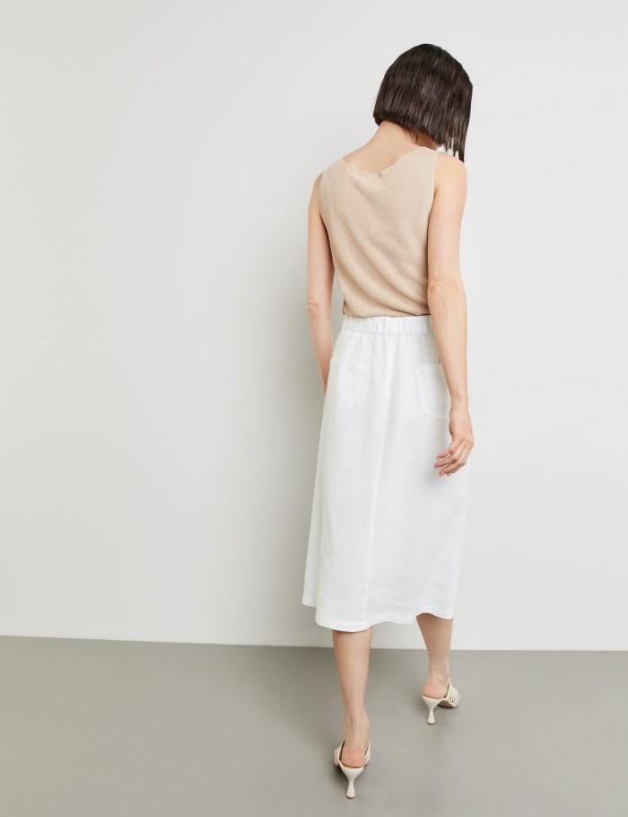 Gerry Weber Linen skirt with side slit Skjørt Hvite | DIXE4216