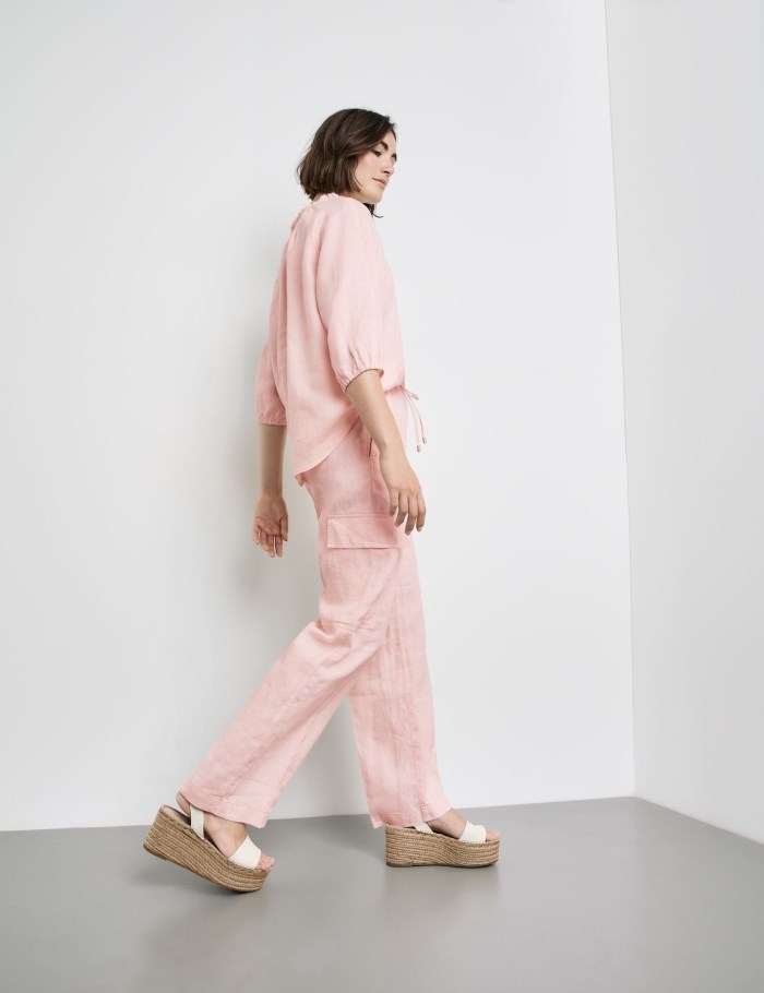 Gerry Weber Linen trousers MIR꞉JA WIDE LEG Bukser Rosa | FLOM3877