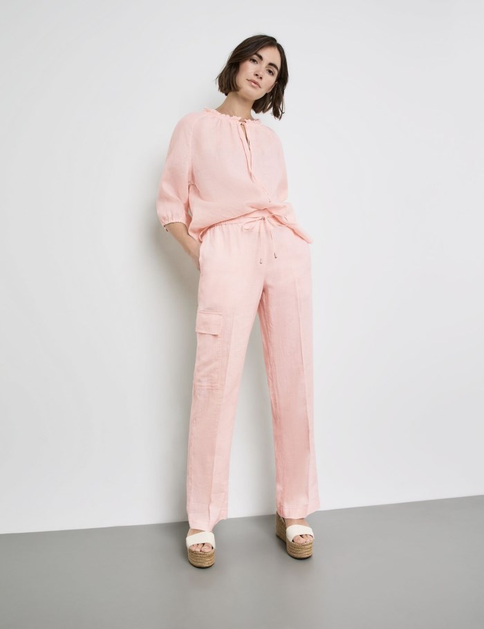 Gerry Weber Linen trousers MIR꞉JA WIDE LEG Bukser Rosa | FLOM3877