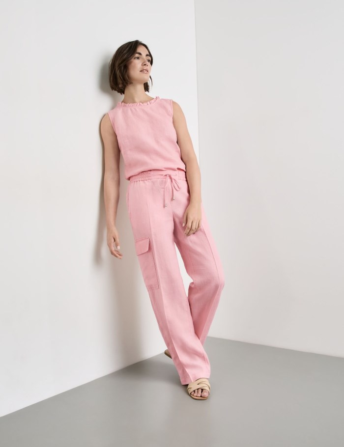 Gerry Weber Linen trousers MIR꞉JA WIDE LEG Bukser Rosa | PJHK1202