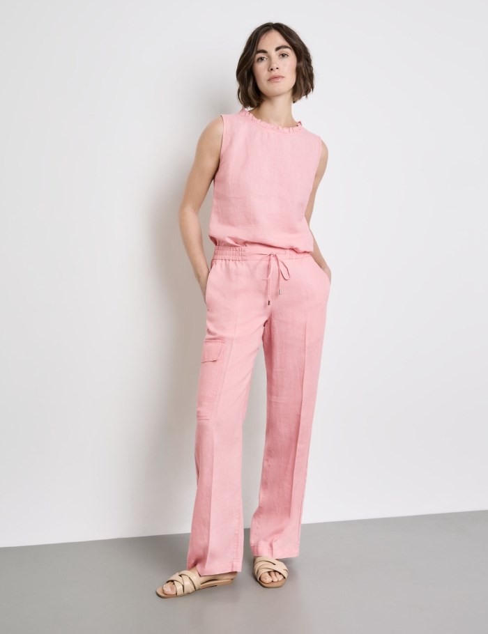 Gerry Weber Linen trousers MIR꞉JA WIDE LEG Bukser Rosa | PJHK1202