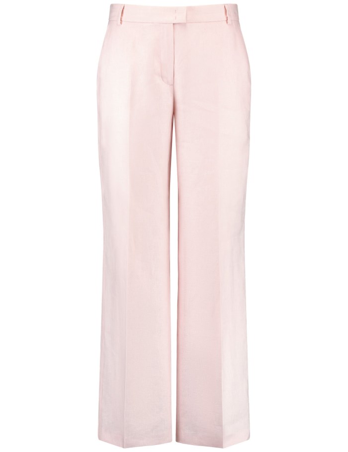 Gerry Weber Linen trousers with pressed pleats Bukser Rosa | VJYF5741