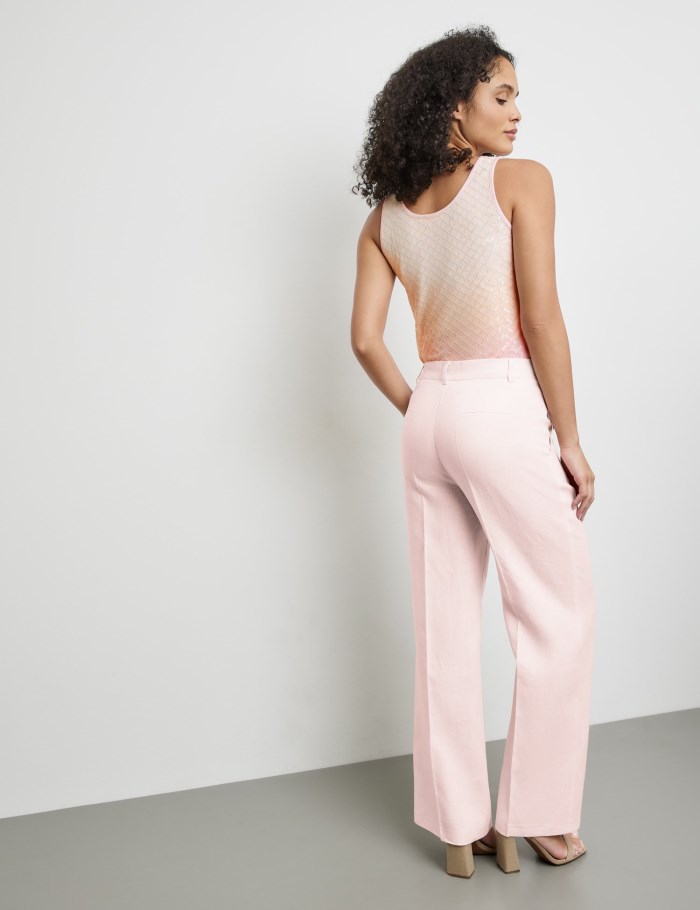 Gerry Weber Linen trousers with pressed pleats Bukser Rosa | VJYF5741