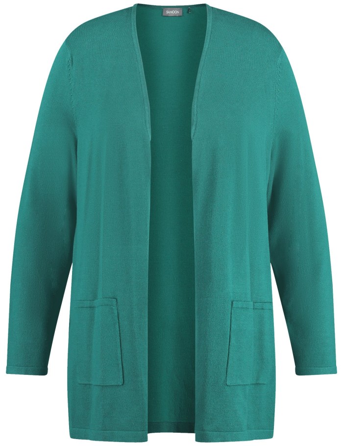 SAMOON Long basic cardigan Strikkevarer Blå | MTKH5778