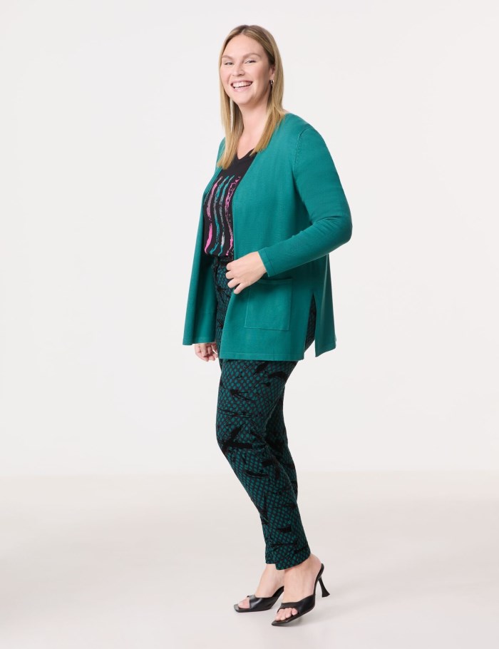 SAMOON Long basic cardigan Strikkevarer Blå | MTKH5778