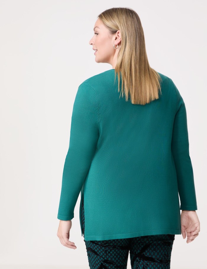 SAMOON Long basic cardigan Strikkevarer Blå | MTKH5778