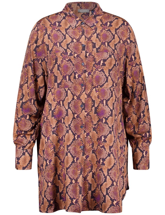 SAMOON Long blouse with a snakeskin print Bluse Lilla | PEAW2040