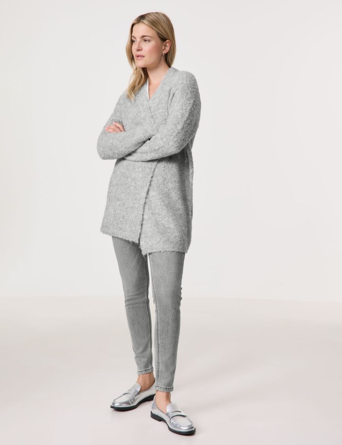 TAIFU Long cardigan Strikkevarer Grå | ZSAQ1259