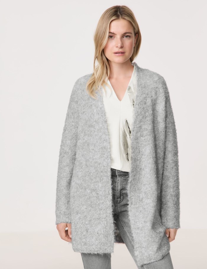 TAIFU Long cardigan Strikkevarer Grå | ZSAQ1259