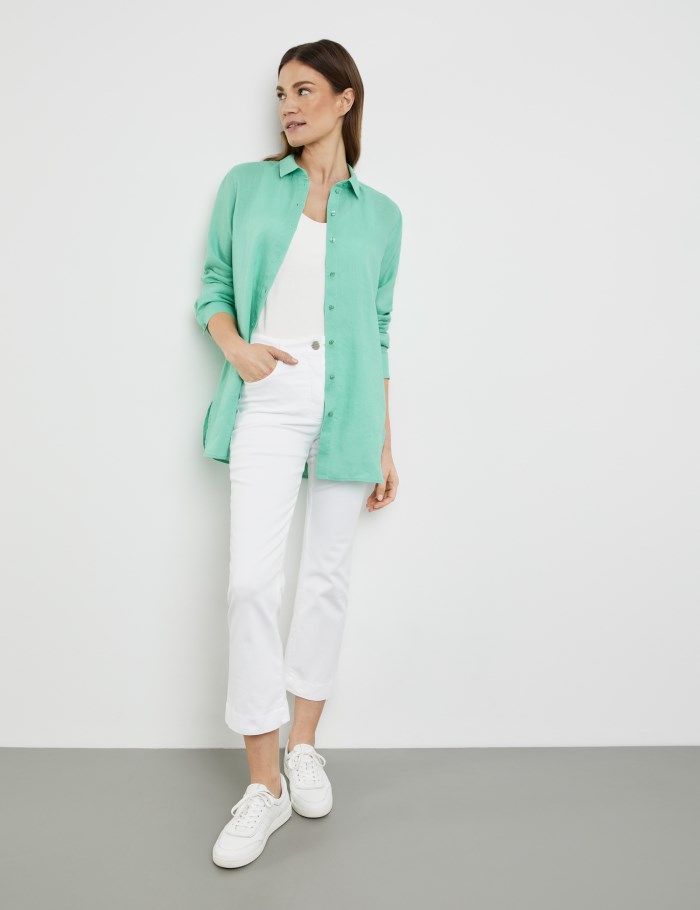 Gerry Weber Long linen blouse Bluse Grønn | HISS5424