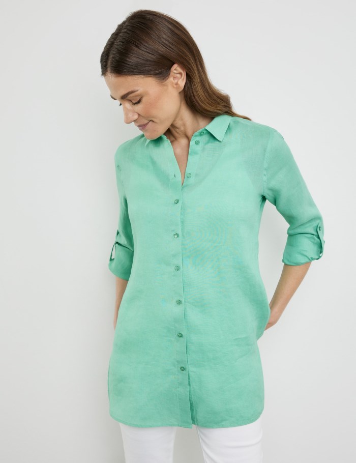 Gerry Weber Long linen blouse Bluse Grønn | HISS5424